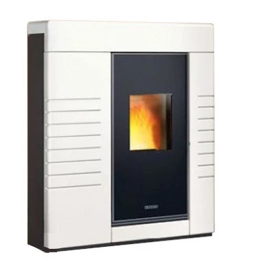 Piazzetta Stufa a Pellet P 934 Rivestimento in Maiolica Bianco