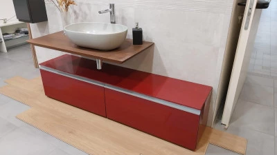 Cassettiera Arbi Street L 170 doppio cassettone con Top e piedini Lacc.Rosso traffico lux