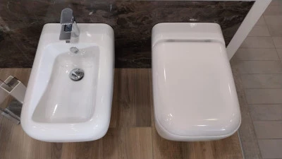Gruppo sanitari sospesi Wc + sedile soft-close + bidet  Cielo Shui bianco lucido