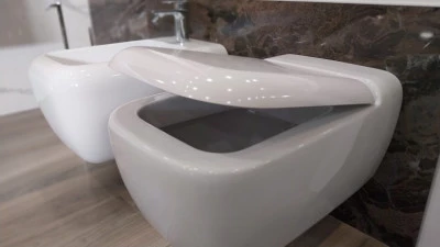 Gruppo sanitari sospesi Wc + sedile soft-close + bidet  Cielo Shui bianco lucido
