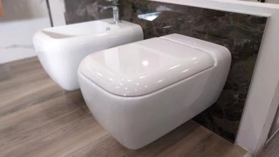 Gruppo sanitari sospesi Wc + sedile soft-close + bidet  Cielo Shui bianco lucido