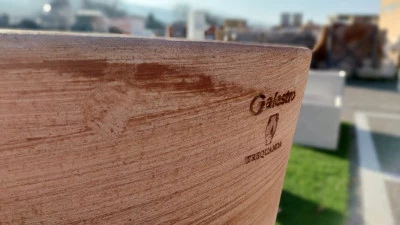 Vaso/Fioriera in Cotto Galestro Rotondo Alto modern design diam.40 h80
