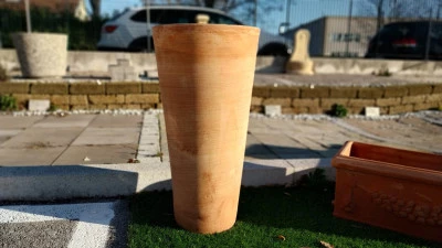 Vaso/Fioriera in Cotto Galestro Rotondo Alto modern design diam.40 h80