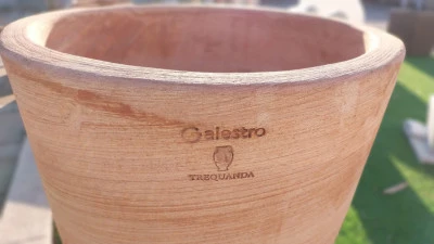 Vaso/Fioriera in Cotto Galestro Rotondo Alto modern design diam.40 h80