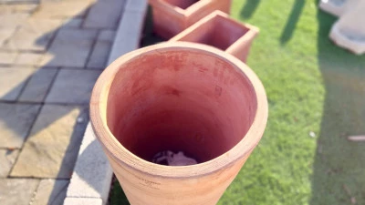 Vaso/Fioriera in Cotto Galestro Rotondo Alto modern design diam.40 h80