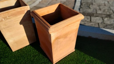 Vaso/Fioriera in Cotto Galestro Pilone liscio Toscano 40x40 h60