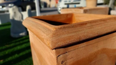 Vaso/Fioriera in Cotto Galestro Pilone liscio Toscano 40x40 h60